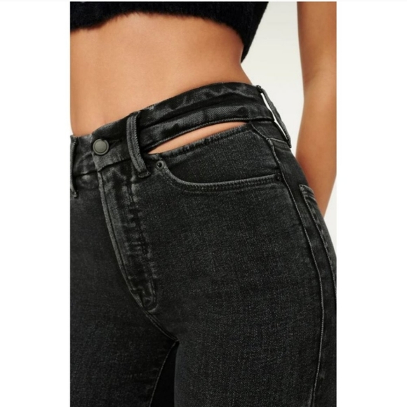 Good American Jeans womens 2/26 Black Good Waist Slit waistband skinny jeans - Picture 3 of 10